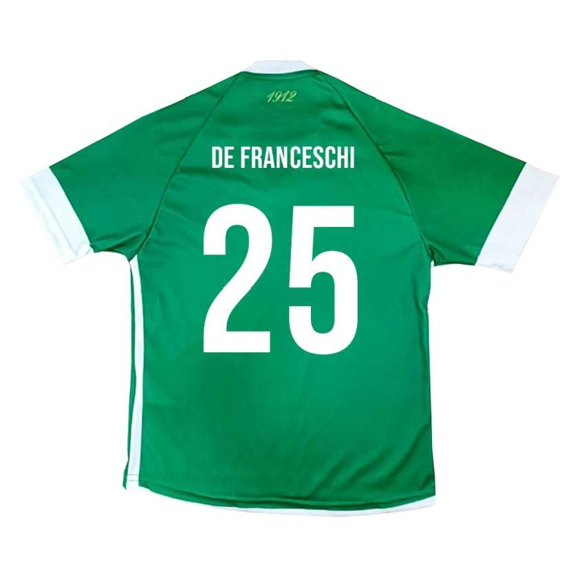 Danxen Niño Camiseta Edoardo De Franceschi #25 Verde Blanco 1ª Equipación 2025/26 La Camisa