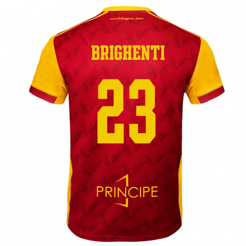 Danxen Niño Camiseta Nicolò Brighenti #23 Amarillo Rojo 1ª Equipación 2025/26 La Camisa