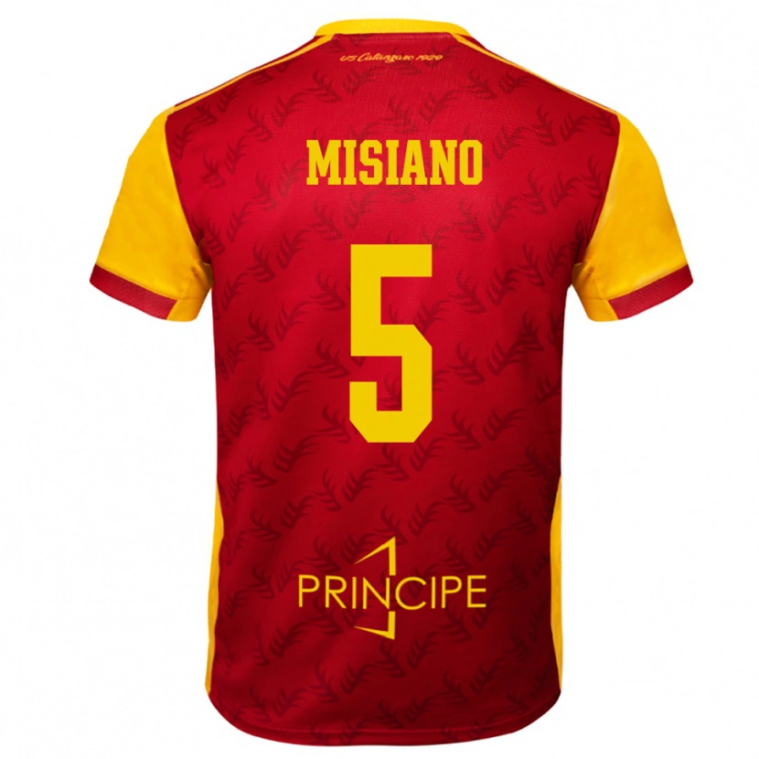 Danxen Niño Camiseta Francesco Misiano #5 Amarillo Rojo 1ª Equipación 2025/26 La Camisa