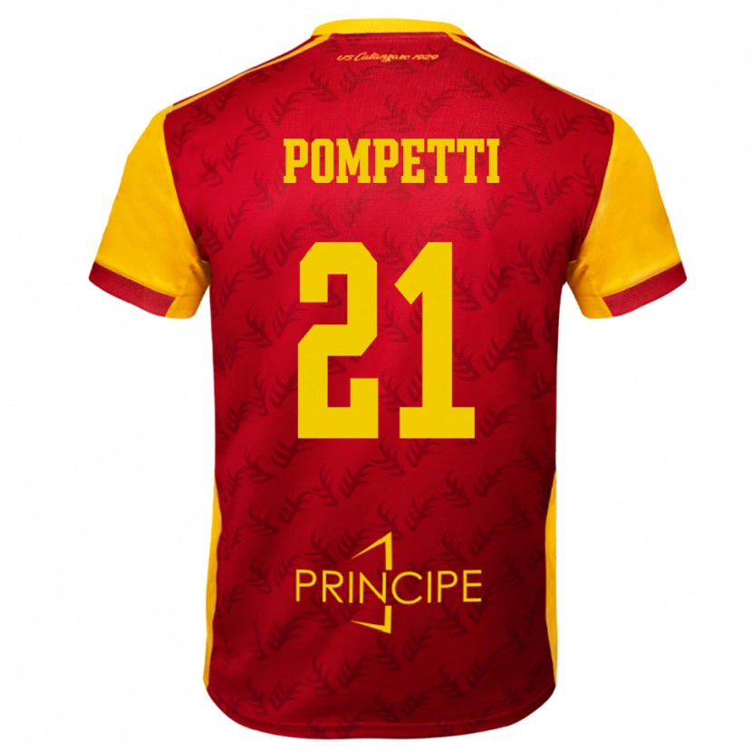 Danxen Niño Camiseta Marco Pompetti #21 Amarillo Rojo 1ª Equipación 2025/26 La Camisa