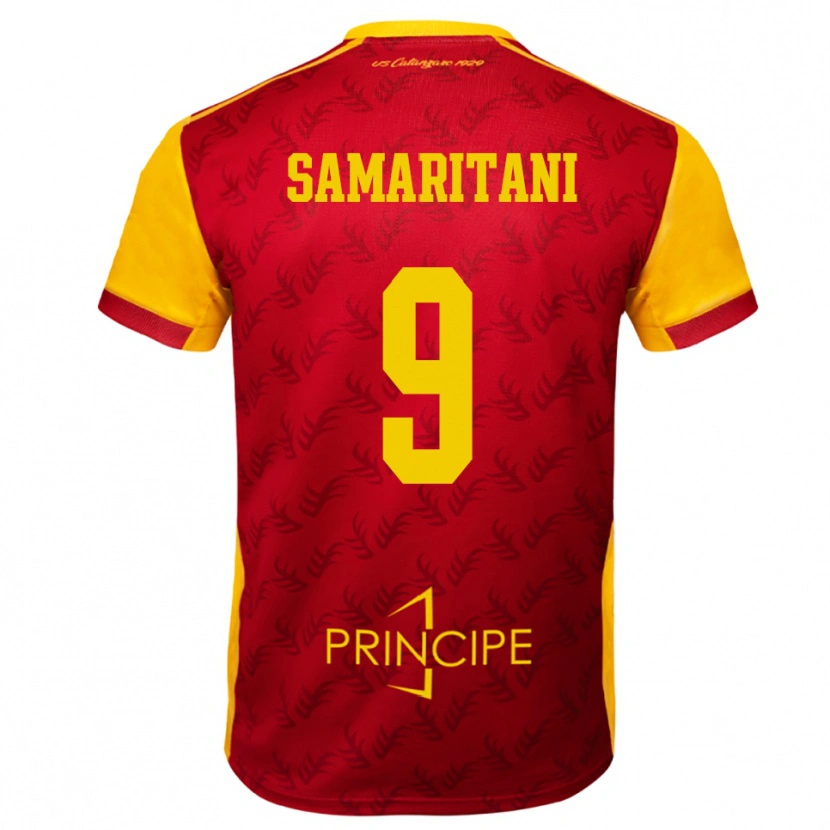 Danxen Niño Camiseta Cristian Samaritani #9 Amarillo Rojo 1ª Equipación 2025/26 La Camisa