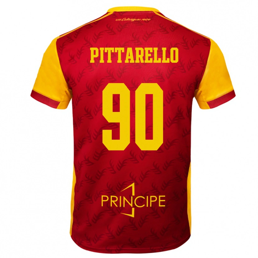 Danxen Niño Camiseta Filippo Pittarello #90 Amarillo Rojo 1ª Equipación 2025/26 La Camisa