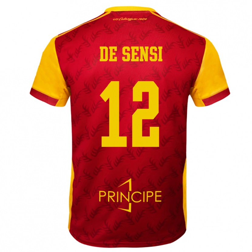Danxen Niño Camiseta Giuseppe De Sensi #12 Amarillo Rojo 1ª Equipación 2025/26 La Camisa