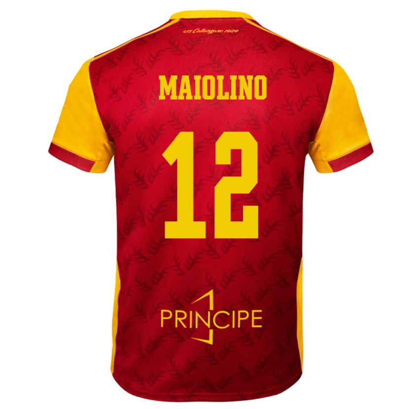 Danxen Niño Camiseta Alex Maiolino #12 Amarillo Rojo 1ª Equipación 2025/26 La Camisa