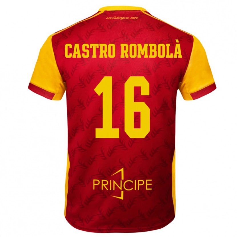 Danxen Niño Camiseta Carlo Castro Rombolà #16 Amarillo Rojo 1ª Equipación 2025/26 La Camisa