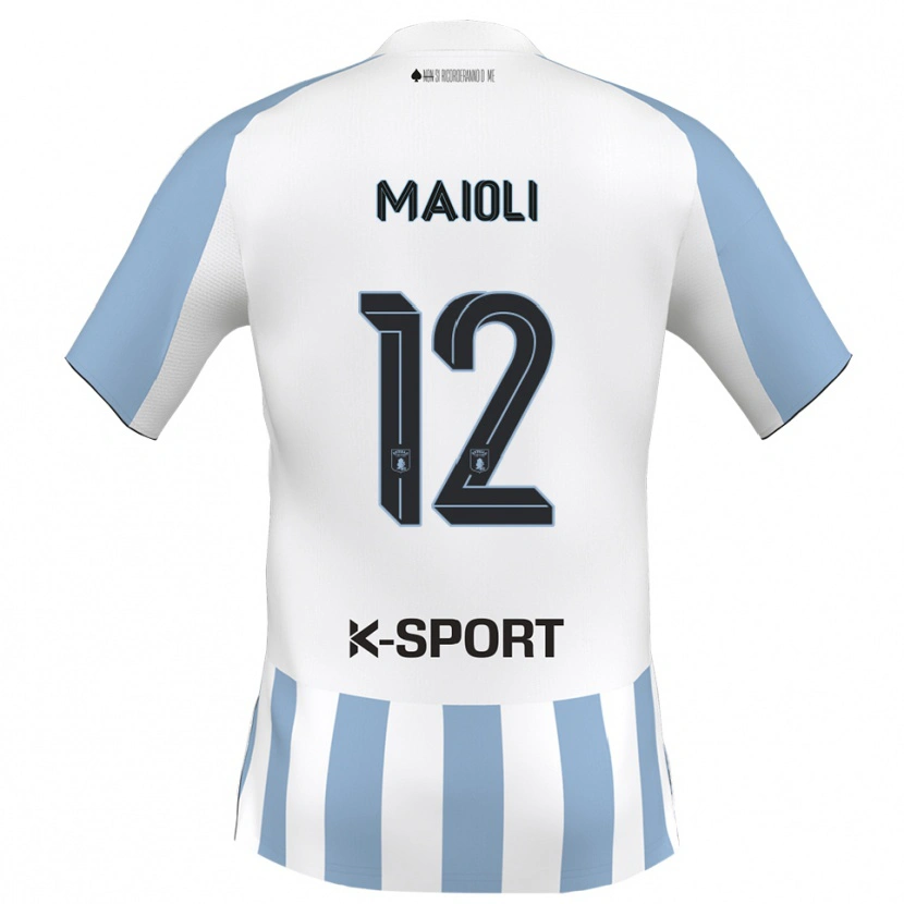 Danxen Niño Camiseta Francesco Maioli #12 Blanco Azul Cielo 1ª Equipación 2025/26 La Camisa