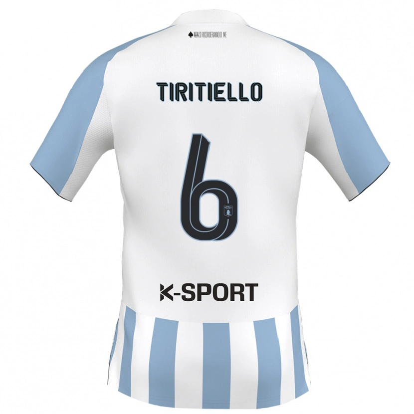 Danxen Niño Camiseta Andrea Tiritiello #6 Blanco Azul Cielo 1ª Equipación 2025/26 La Camisa