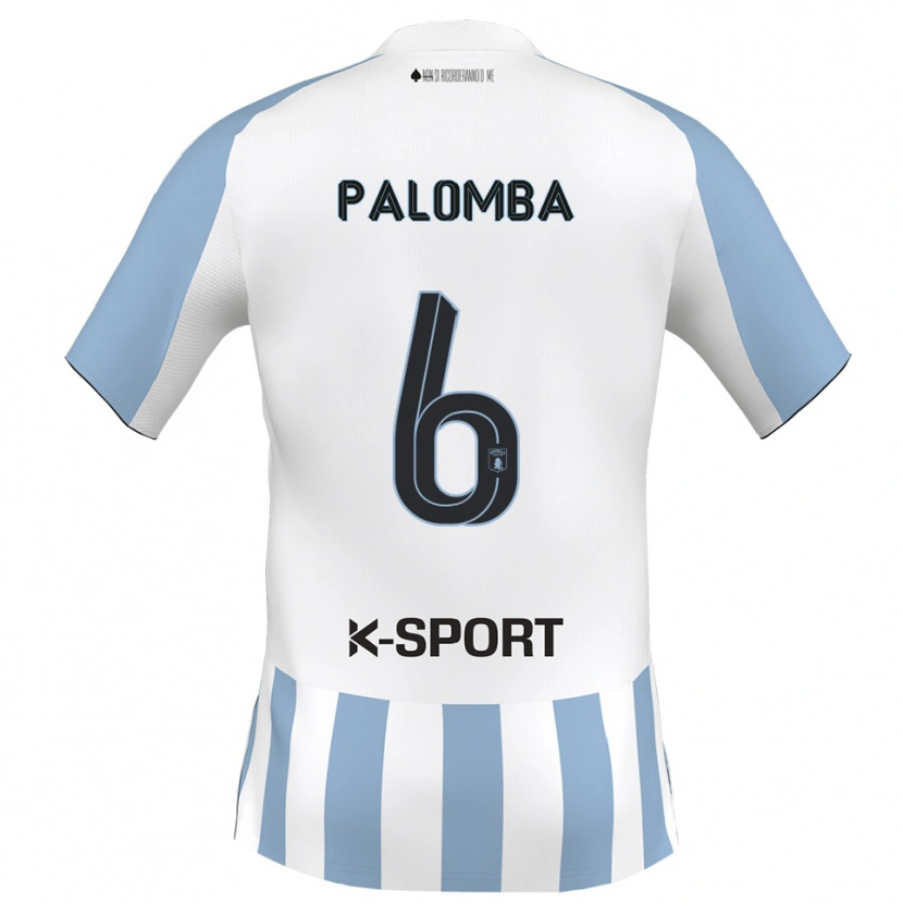 Danxen Niño Camiseta Luigi Palomba #6 Blanco Azul Cielo 1ª Equipación 2025/26 La Camisa