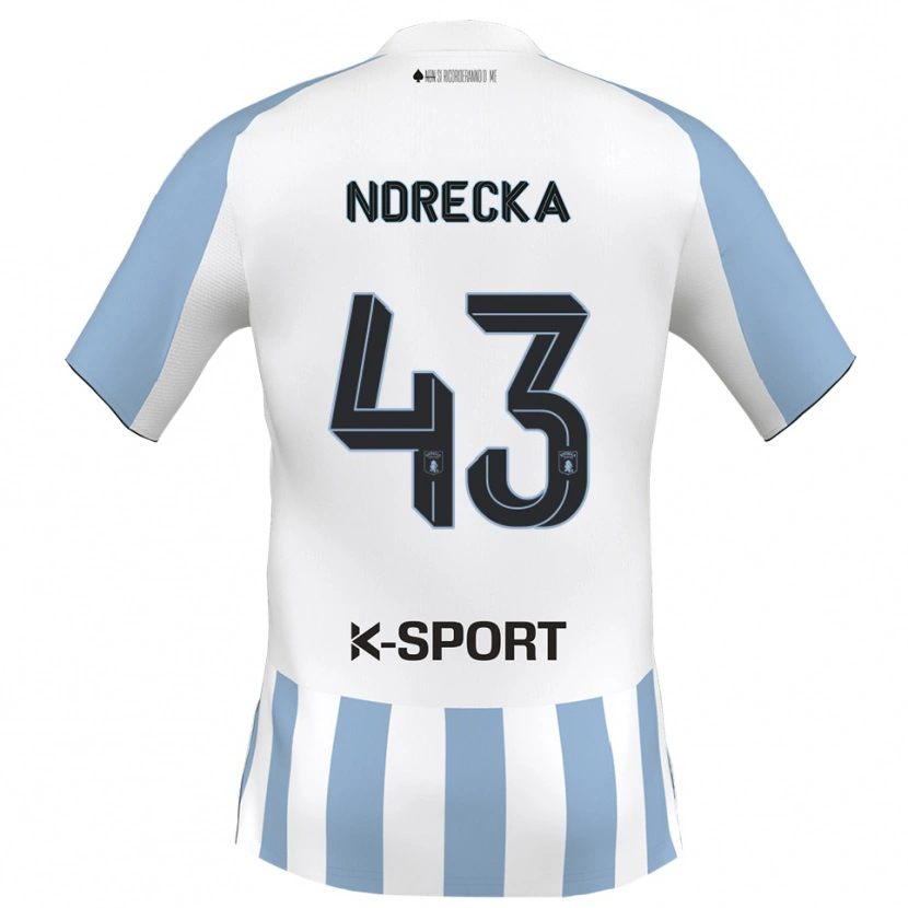 Danxen Niño Camiseta Angelo Ndrecka #43 Blanco Azul Cielo 1ª Equipación 2025/26 La Camisa
