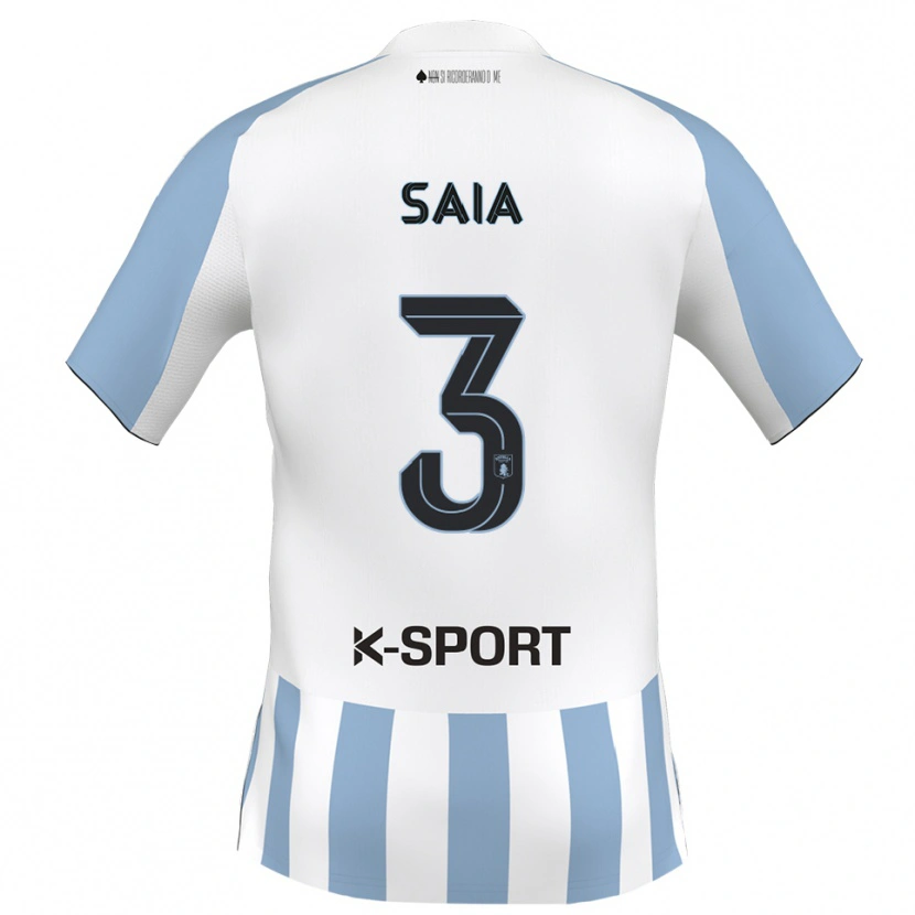 Danxen Niño Camiseta Chris Saia #3 Blanco Azul Cielo 1ª Equipación 2025/26 La Camisa