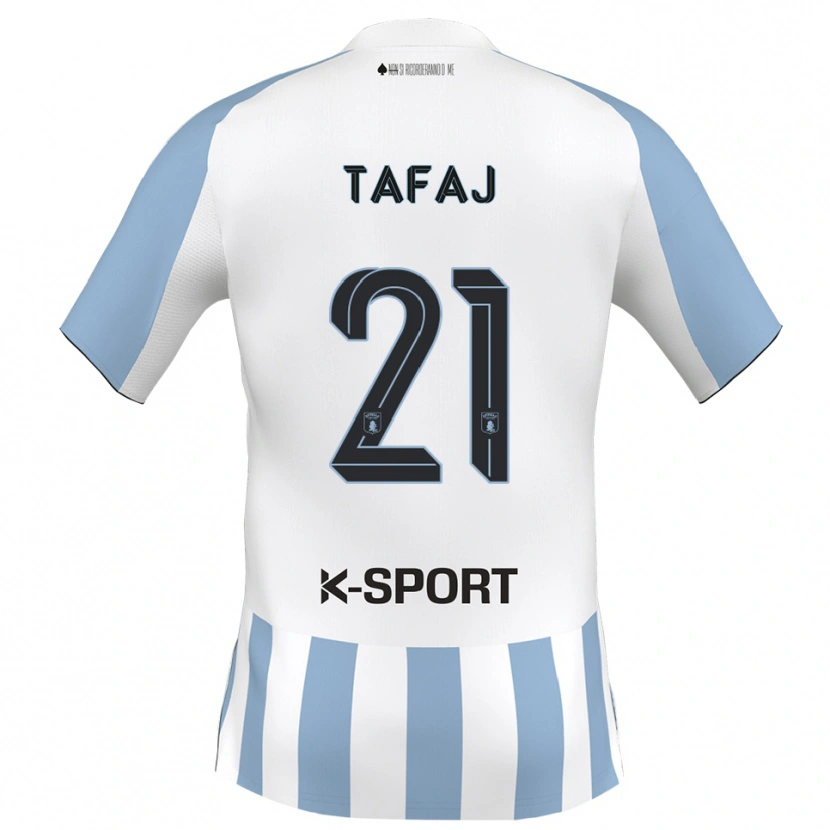 Danxen Niño Camiseta Leo Tafaj #21 Blanco Azul Cielo 1ª Equipación 2025/26 La Camisa