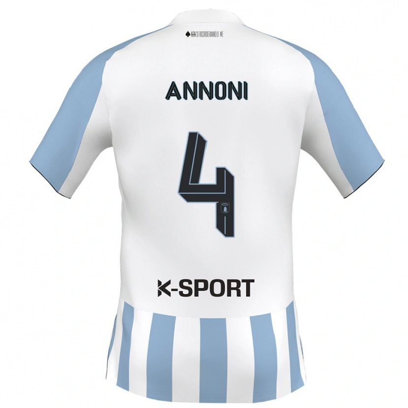Danxen Niño Camiseta Tommaso Annoni #4 Blanco Azul Cielo 1ª Equipación 2025/26 La Camisa