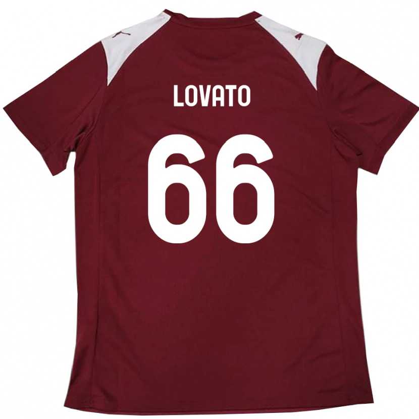 Danxen Niño Camiseta Matteo Lovato #66 Borgoña Blanco 1ª Equipación 2025/26 La Camisa