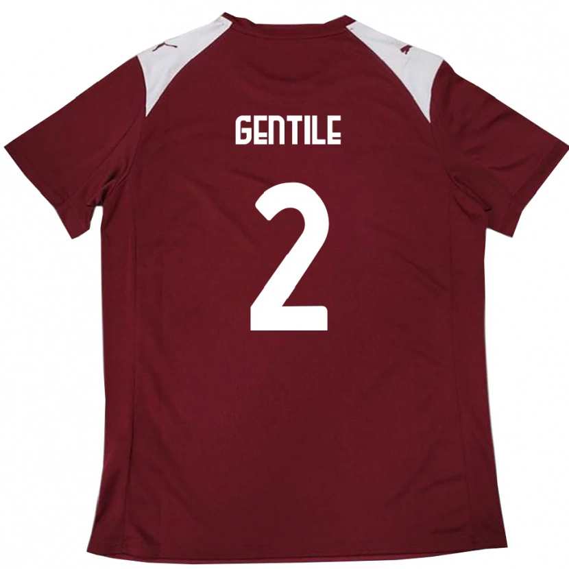 Danxen Niño Camiseta Davide Gentile #2 Borgoña Blanco 1ª Equipación 2025/26 La Camisa