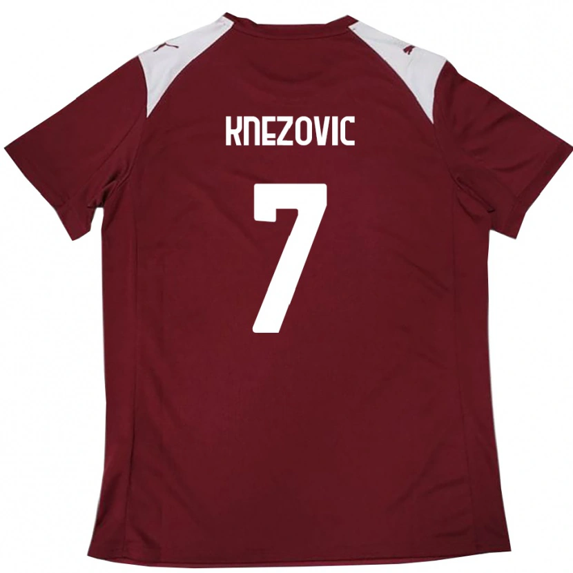 Danxen Niño Camiseta Borna Knezovic #7 Borgoña Blanco 1ª Equipación 2025/26 La Camisa