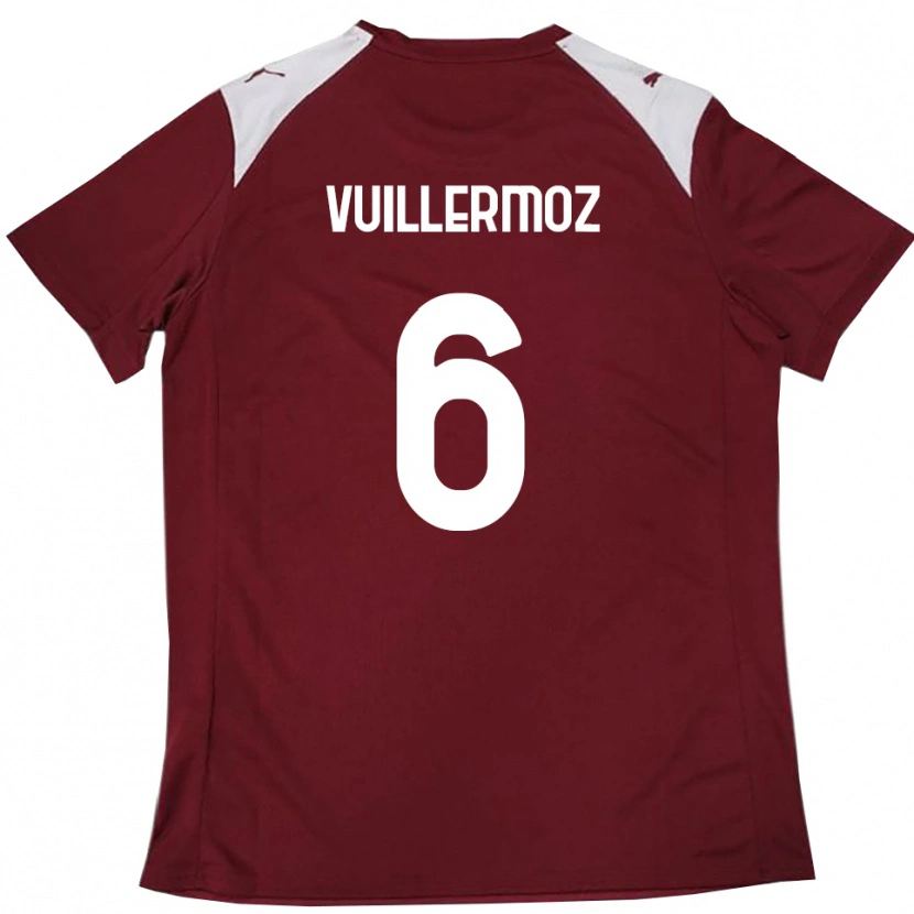 Danxen Niño Camiseta Joshua Vuillermoz #6 Borgoña Blanco 1ª Equipación 2025/26 La Camisa