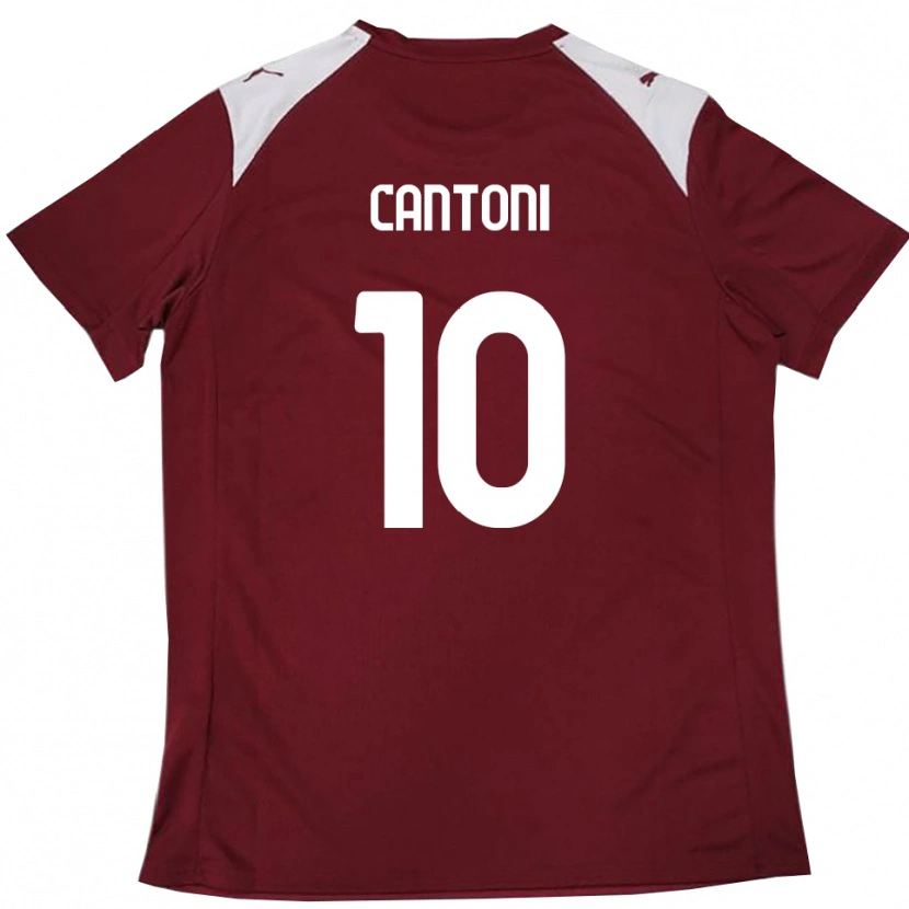Danxen Niño Camiseta Simone Cantoni #10 Borgoña Blanco 1ª Equipación 2025/26 La Camisa