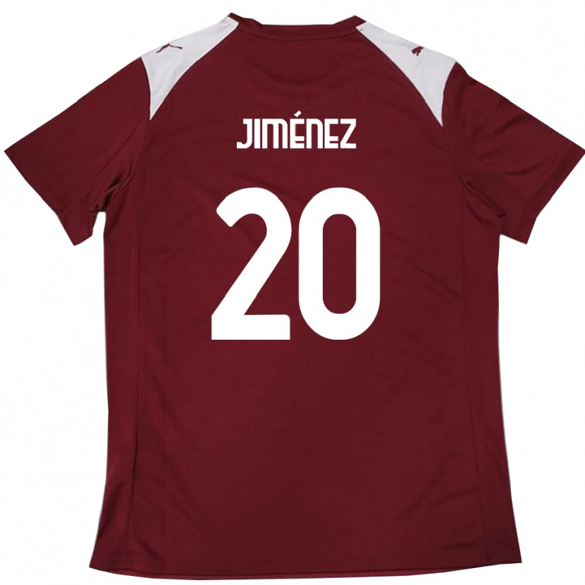 Danxen Niño Camiseta Kaleb Jiménez #20 Borgoña Blanco 1ª Equipación 2025/26 La Camisa