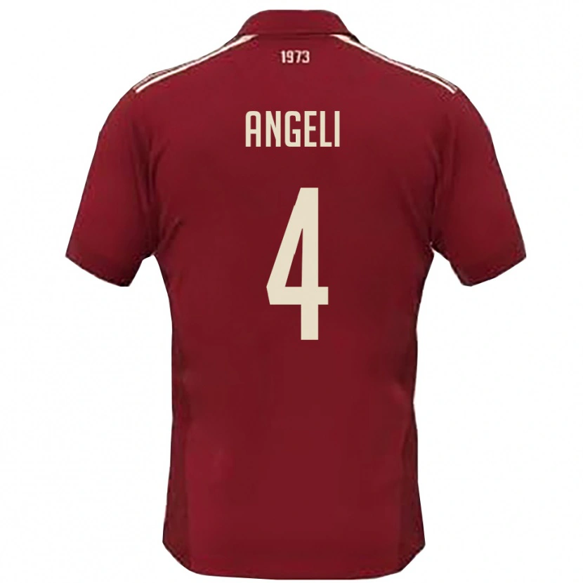 Danxen Niño Camiseta Matteo Angeli #4 Borgoña Blanco 1ª Equipación 2025/26 La Camisa