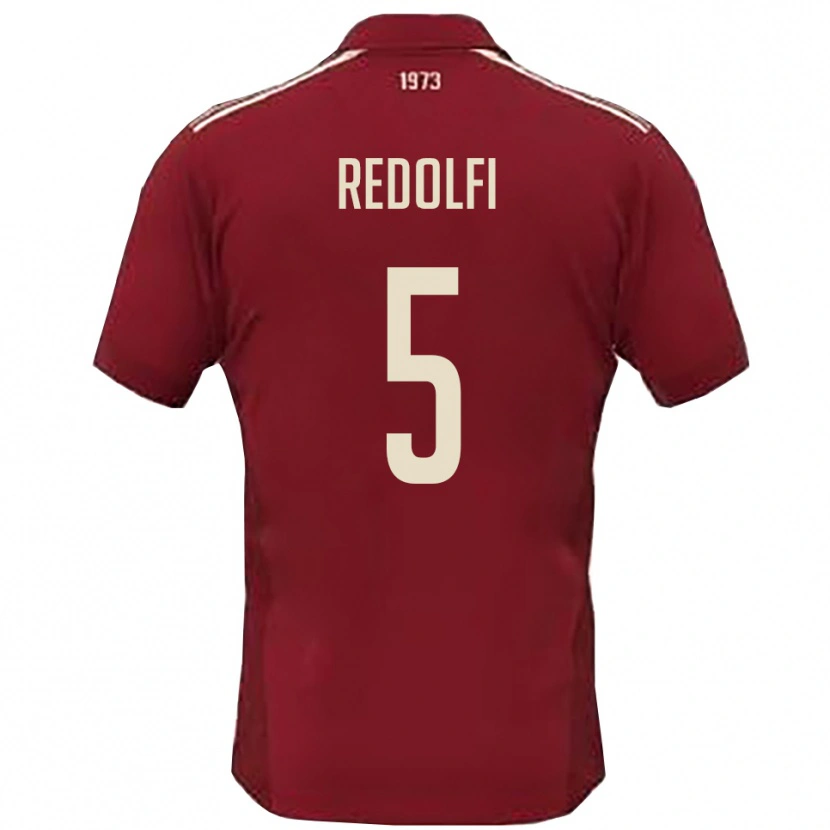 Danxen Niño Camiseta Alex Redolfi #5 Borgoña Blanco 1ª Equipación 2025/26 La Camisa