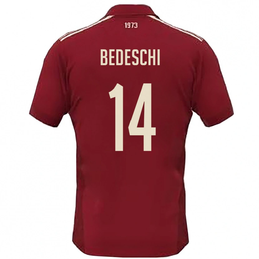 Danxen Niño Camiseta Davide Bedeschi #14 Borgoña Blanco 1ª Equipación 2025/26 La Camisa