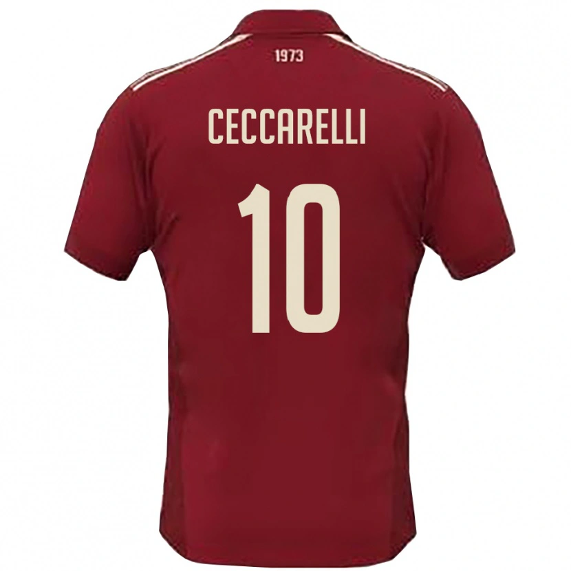 Danxen Niño Camiseta Andrea Ceccarelli #10 Borgoña Blanco 1ª Equipación 2025/26 La Camisa