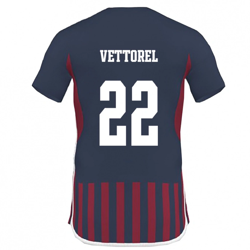 Danxen Niño Camiseta Thomas Vettorel #22 Marino Rojo 1ª Equipación 2025/26 La Camisa