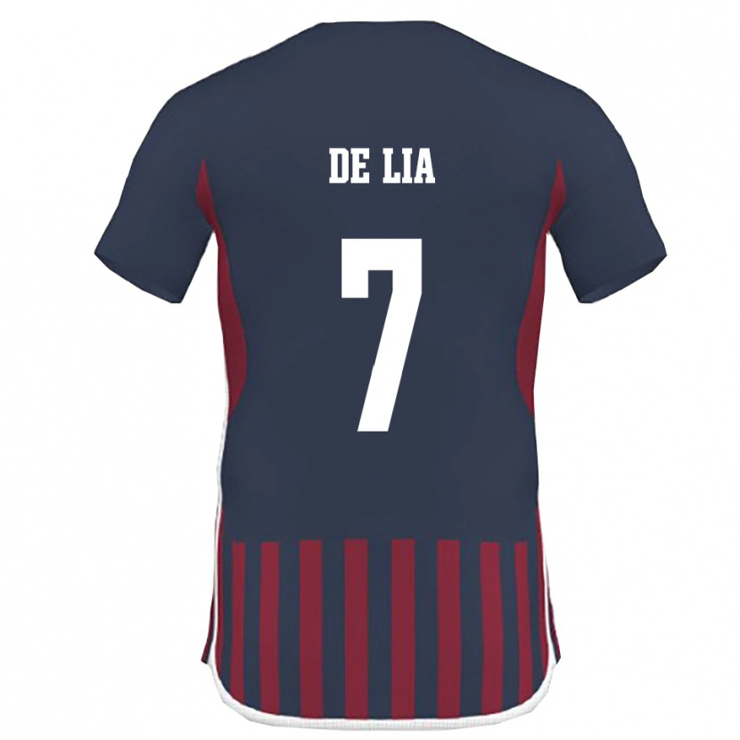 Danxen Niño Camiseta Vincenzo De Lia #7 Marino Rojo 1ª Equipación 2025/26 La Camisa