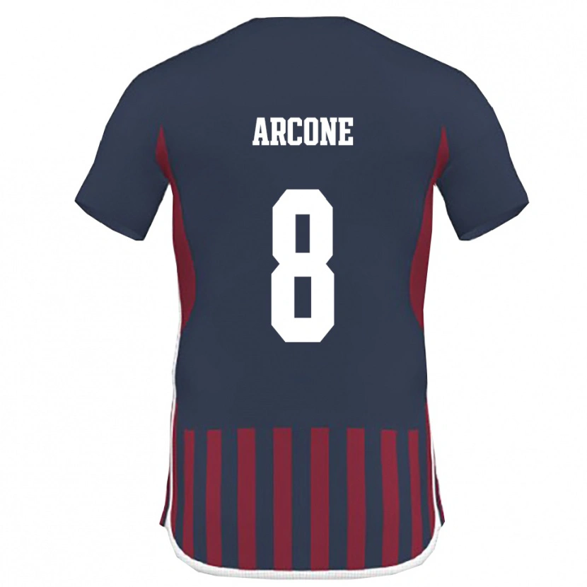 Danxen Niño Camiseta Paolo Arcone #8 Marino Rojo 1ª Equipación 2025/26 La Camisa