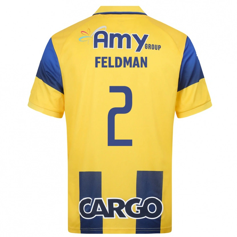 Danxen Niño Camiseta Ron Feldman #2 Amarillo Marino 1ª Equipación 2025/26 La Camisa