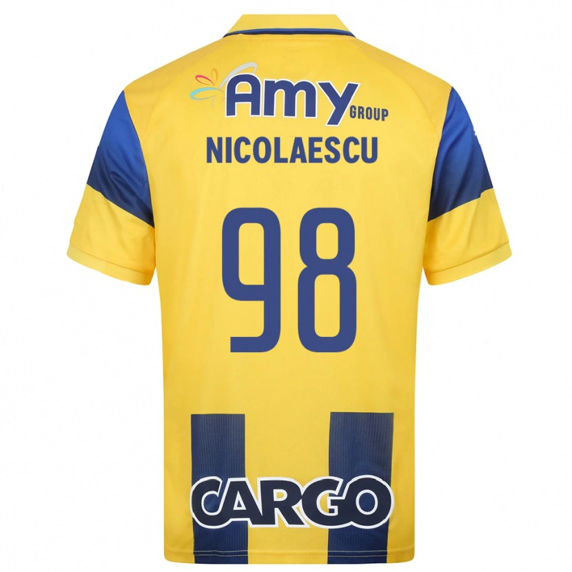 Danxen Niño Camiseta Ion Nicolaescu #98 Amarillo Marino 1ª Equipación 2025/26 La Camisa