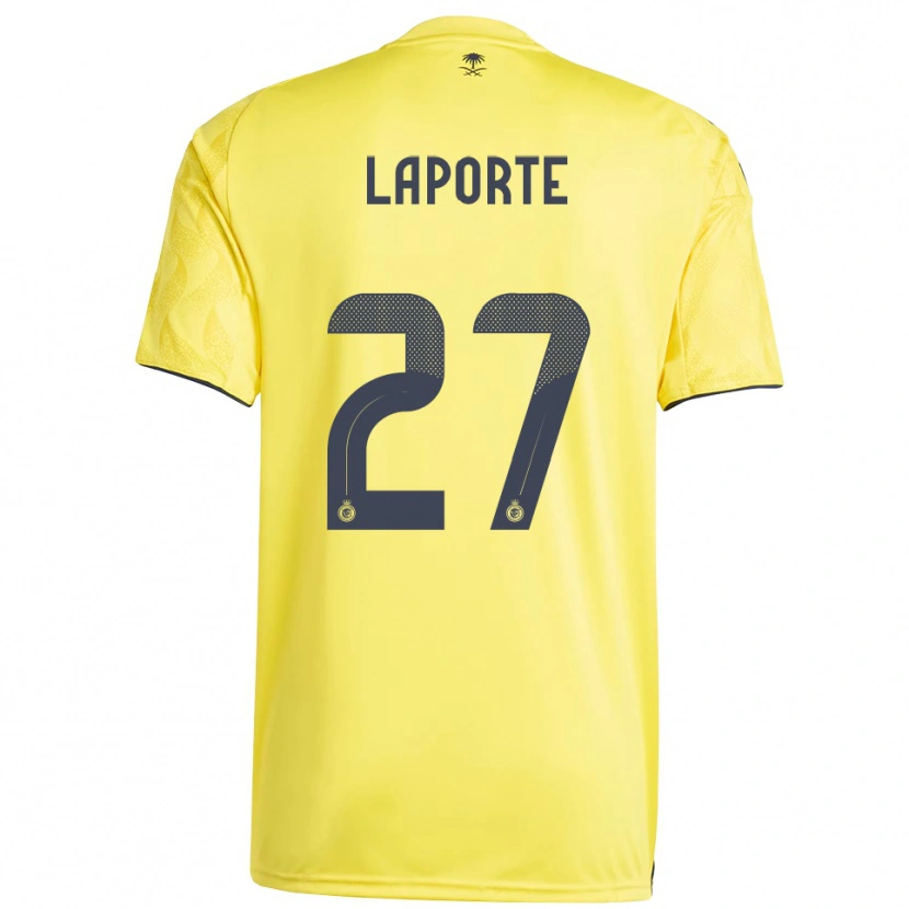 Danxen Niño Camiseta Aymeric Laporte #27 Amarillo Negro 1ª Equipación 2025/26 La Camisa