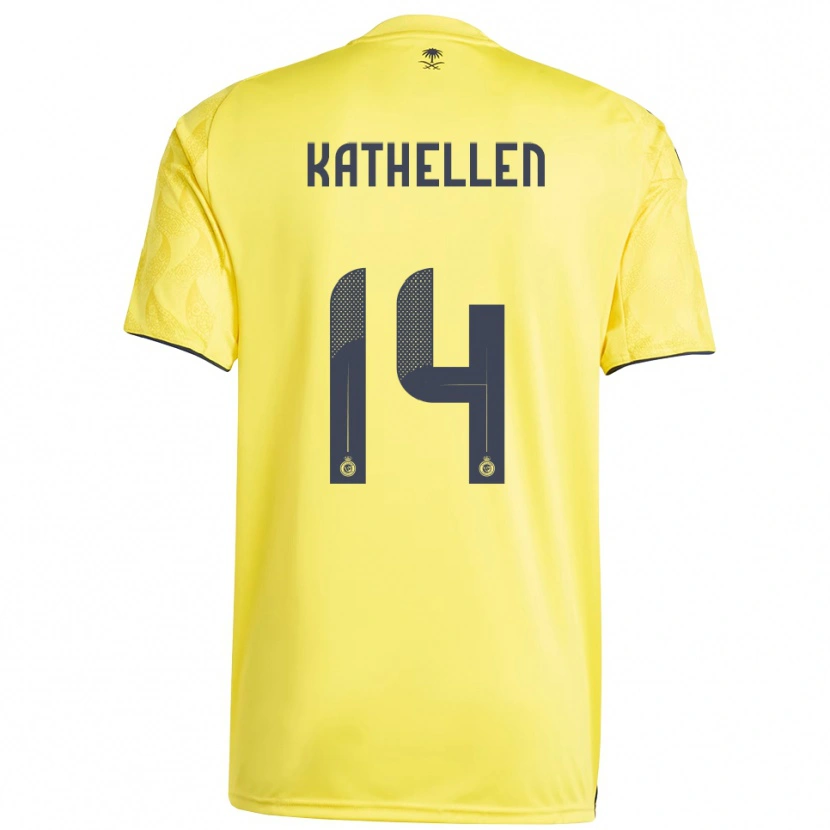 Danxen Niño Camiseta Kathellen Sousa Feitoza #14 Amarillo Negro 1ª Equipación 2025/26 La Camisa
