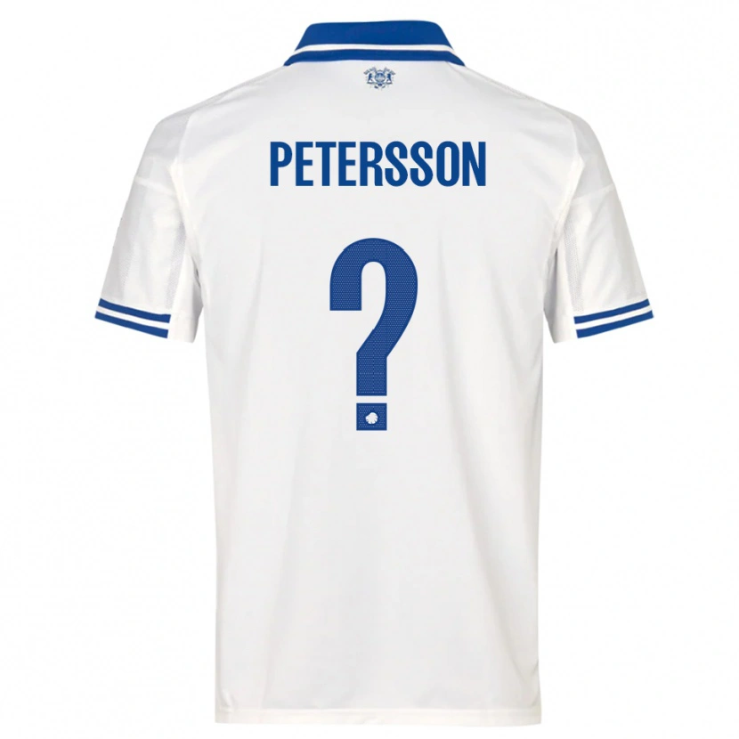 Danxen Niño Camiseta Oliver Petersson #0 Blanco Azul 1ª Equipación 2025/26 La Camisa