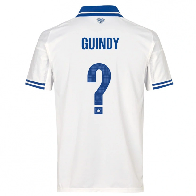 Danxen Niño Camiseta Eliot Guindy #0 Blanco Azul 1ª Equipación 2025/26 La Camisa
