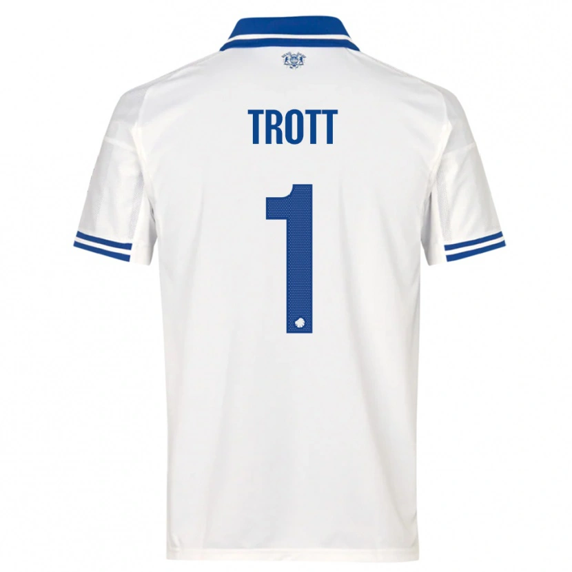 Danxen Niño Camiseta Nathan Trott #1 Blanco Azul 1ª Equipación 2025/26 La Camisa