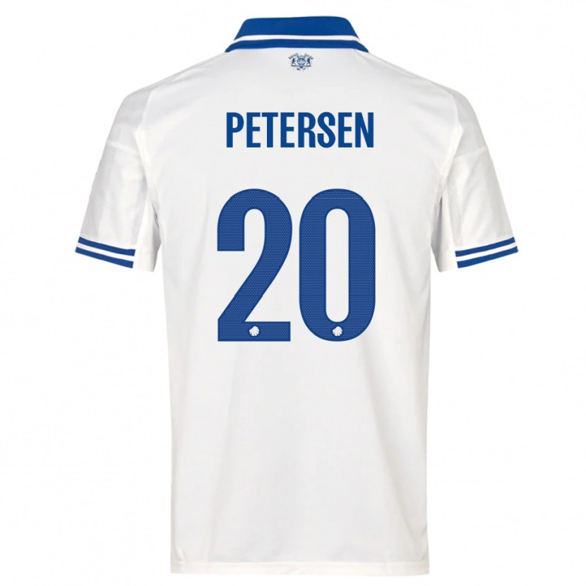 Danxen Niño Camiseta Frederik Petersen #20 Blanco Azul 1ª Equipación 2025/26 La Camisa