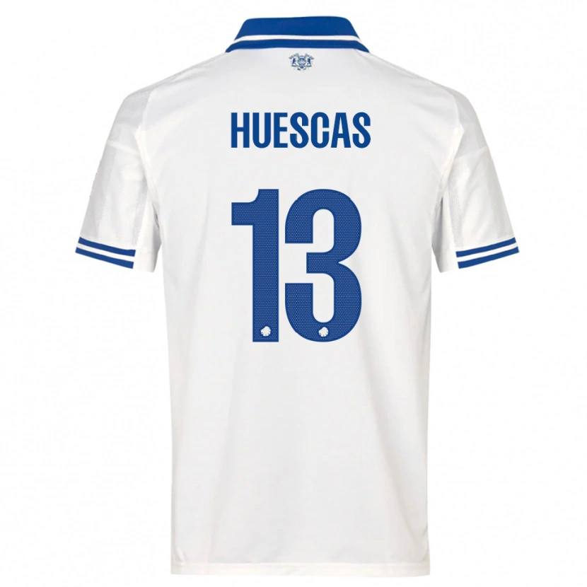 Danxen Niño Camiseta Rodrigo Huescas #13 Blanco Azul 1ª Equipación 2025/26 La Camisa