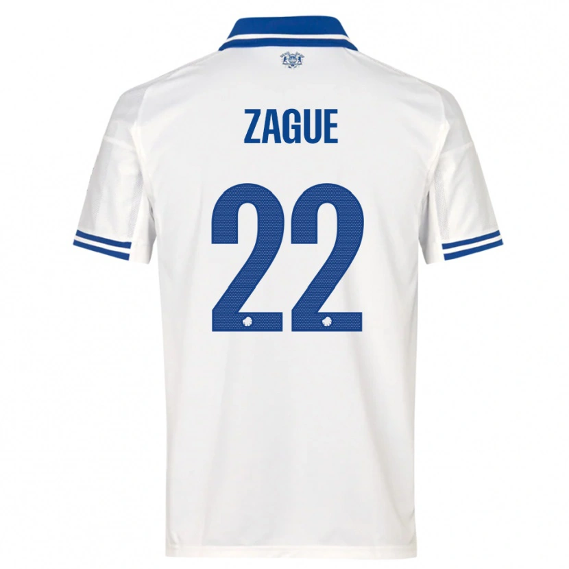 Danxen Niño Camiseta Yoram Zague #22 Blanco Azul 1ª Equipación 2025/26 La Camisa