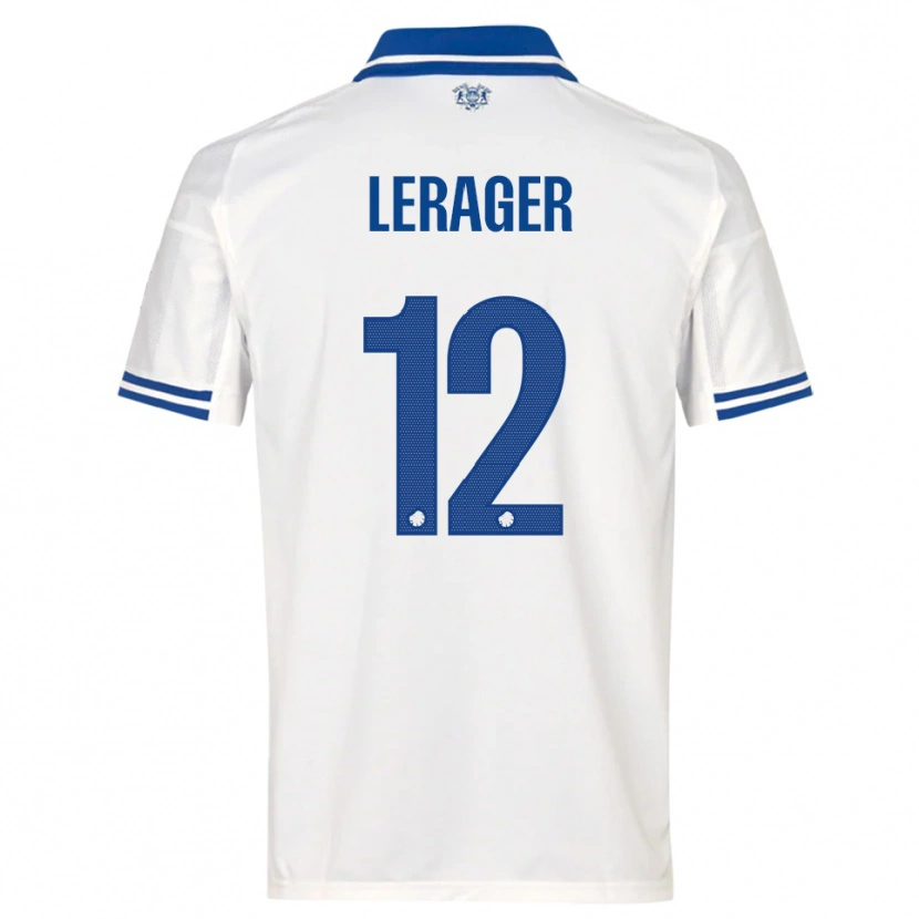 Danxen Niño Camiseta Lukas Lerager #12 Blanco Azul 1ª Equipación 2025/26 La Camisa