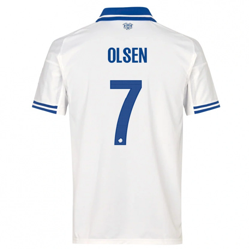 Danxen Niño Camiseta Gunnar Olsen #7 Blanco Azul 1ª Equipación 2025/26 La Camisa