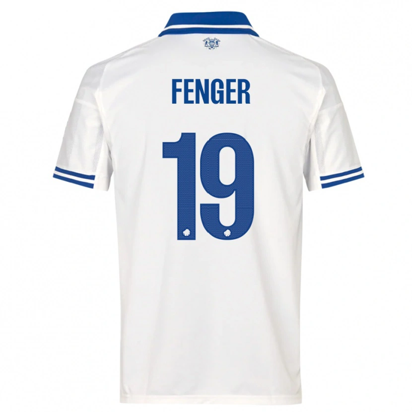 Danxen Niño Camiseta Oskar Fenger #19 Blanco Azul 1ª Equipación 2025/26 La Camisa