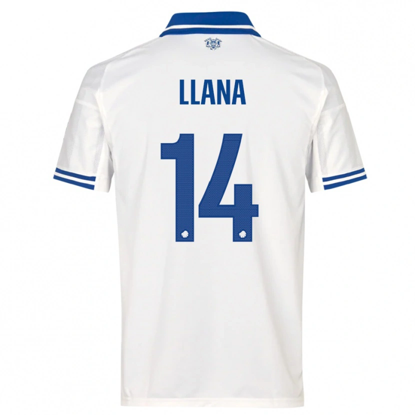 Danxen Niño Camiseta Brandon Llana #14 Blanco Azul 1ª Equipación 2025/26 La Camisa