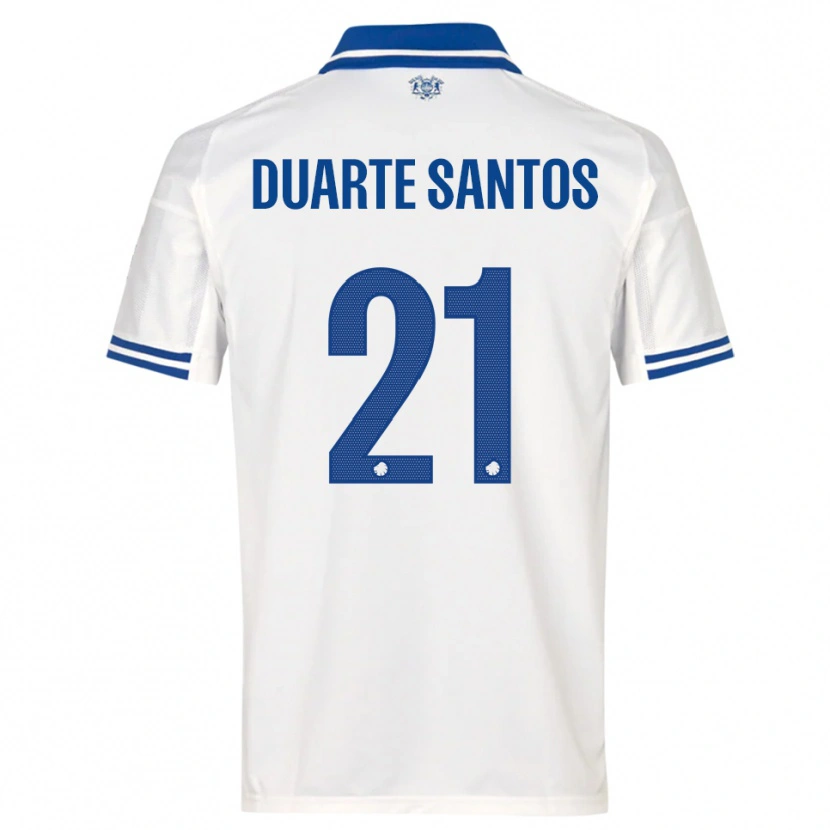 Danxen Niño Camiseta Gabriel Duarte Santos #21 Blanco Azul 1ª Equipación 2025/26 La Camisa