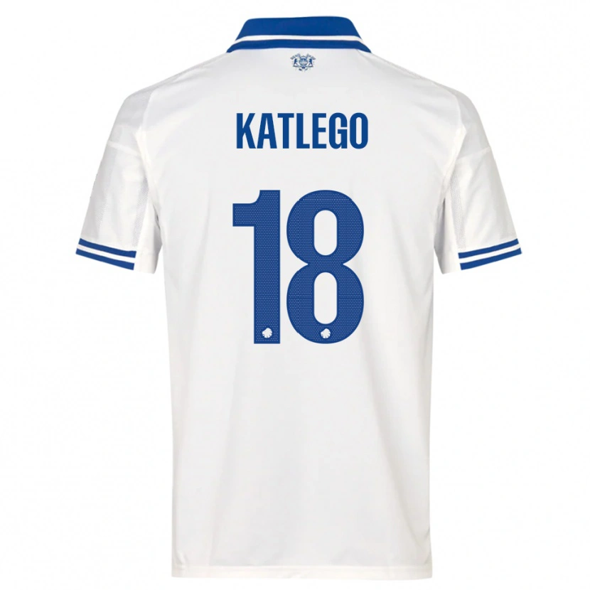 Danxen Niño Camiseta David Katlego #18 Blanco Azul 1ª Equipación 2025/26 La Camisa