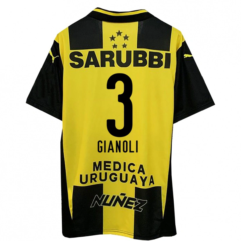 Danxen Niño Camiseta Martín Gianoli #3 Amarillo Negro 1ª Equipación 2025/26 La Camisa