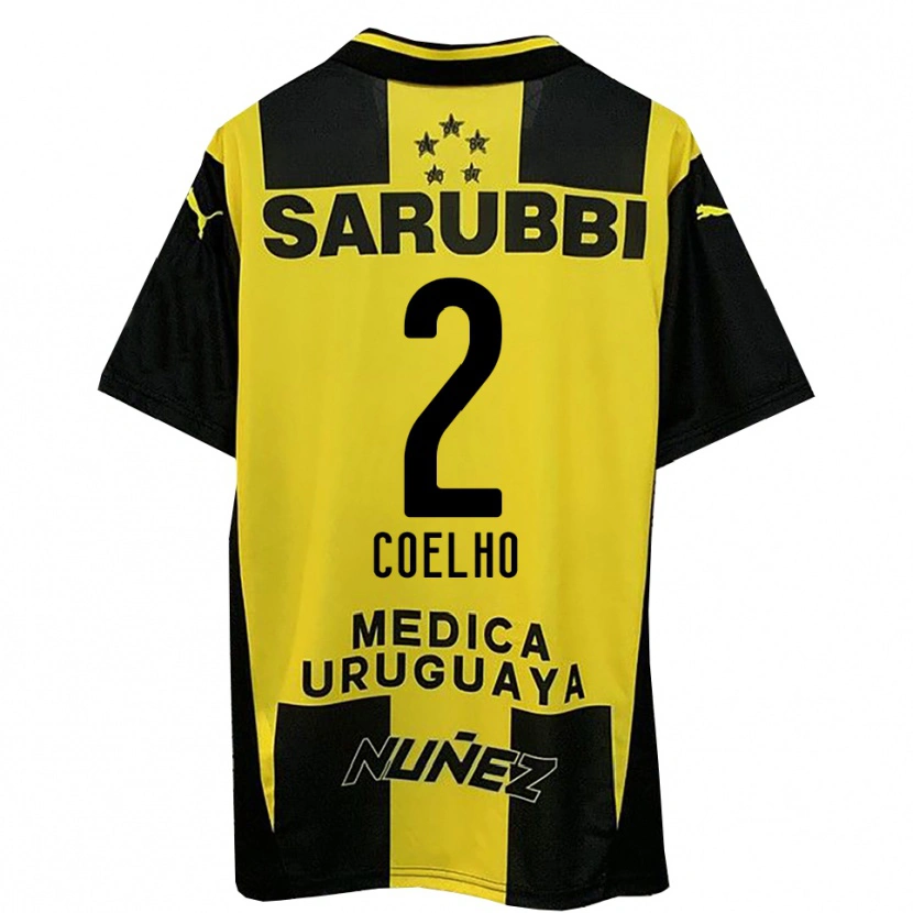 Danxen Niño Camiseta Léo Coelho #2 Amarillo Negro 1ª Equipación 2025/26 La Camisa