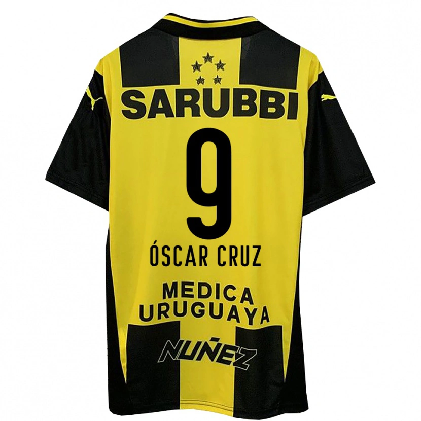 Danxen Niño Camiseta Óscar Cruz #9 Amarillo Negro 1ª Equipación 2025/26 La Camisa