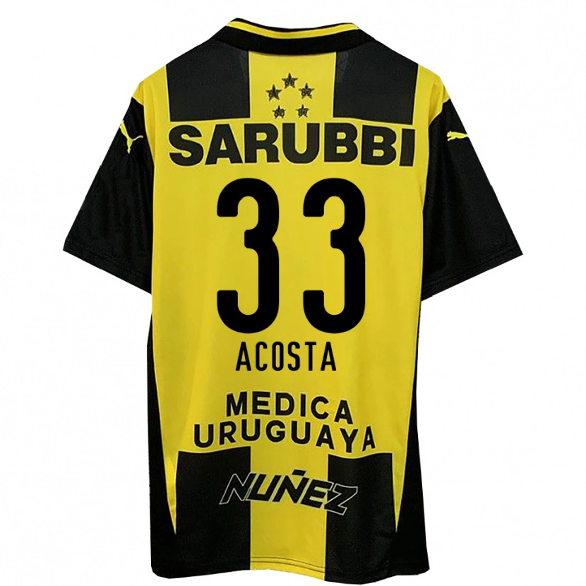 Danxen Niño Camiseta Nahuel Acosta #33 Amarillo Negro 1ª Equipación 2025/26 La Camisa