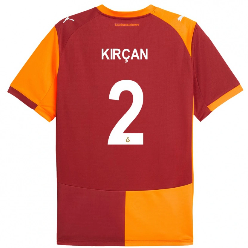 Danxen Niño Camiseta Kerem Kırçan #2 Rojo Naranja 1ª Equipación 2025/26 La Camisa